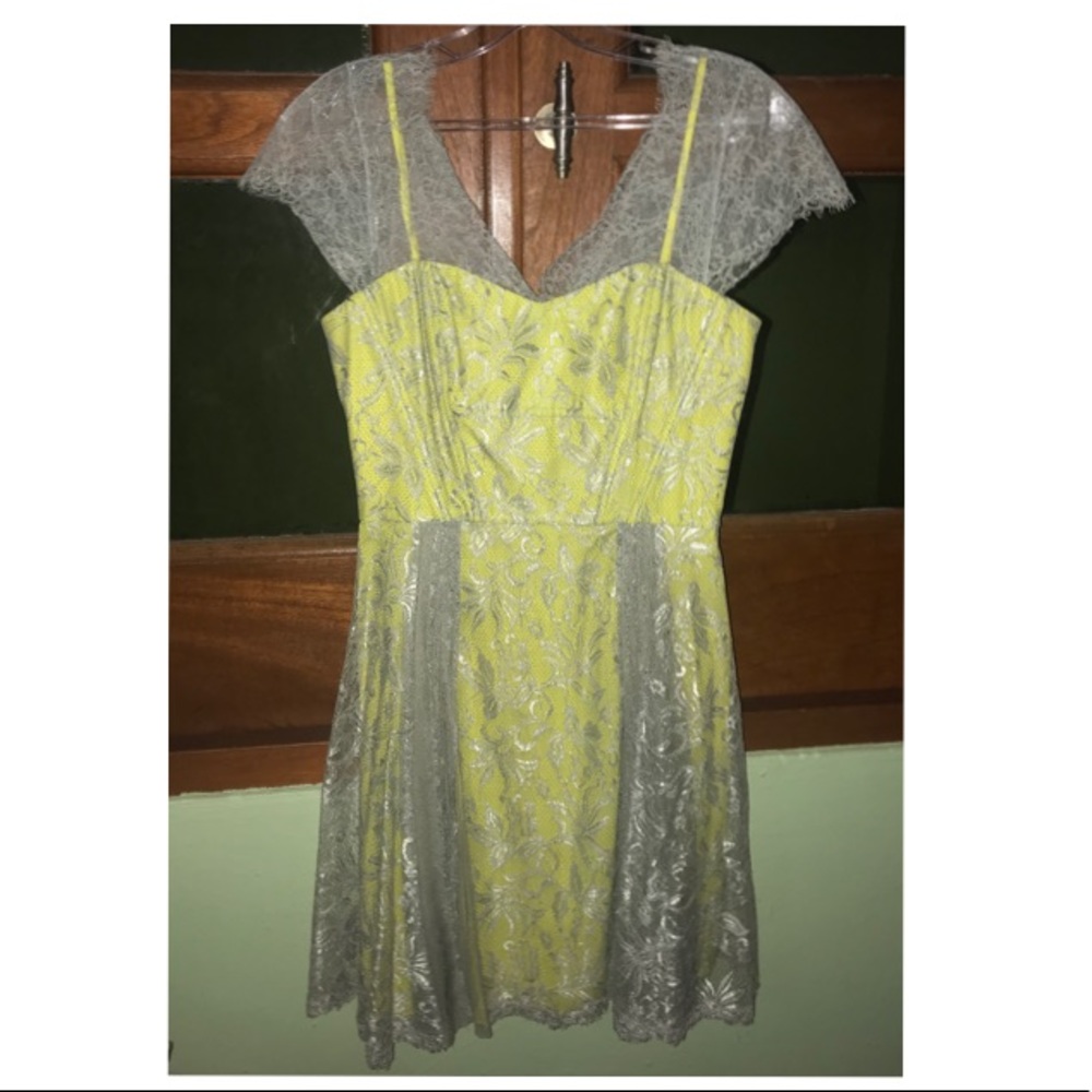 BCBG neon embroidered cocktail dress